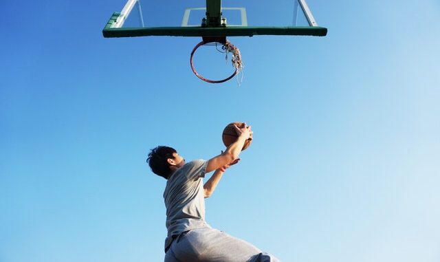 Playing basketball